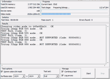 video memory stress test v.1.5 Of build 112